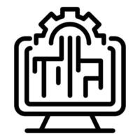 Gear monitor engineer icon, outline style vector