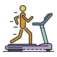 Boy at treadmill icon color outline vector