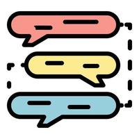 Chat interaction icon color outline vector