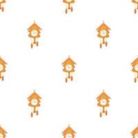 Vintage wooden cuckoo clock pattern seamless vector