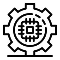 Processor gear wheel icon, outline style vector