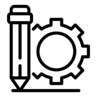 Pen gear wheel icon, outline style vector