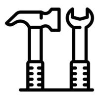 Communications engineer hammer key icon, outline style vector