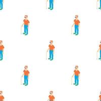 Blind man with a cane pattern seamless vector