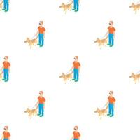 Blind man with guide dog pattern seamless vector