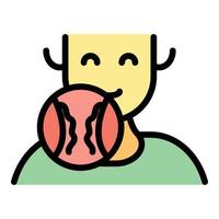 Kid smiling tonsillitis icon color outline vector