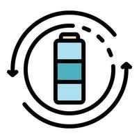 Recycle battery icon color outline vector