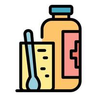 Tonsillitis syrup bottle icon color outline vector