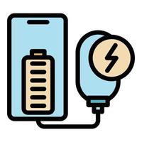 Full charge power bank icon color outline vector