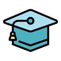 vector de contorno de color de icono de sombrero de graduación de aprendizaje