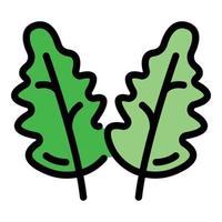 vector de contorno de color de icono de rúcula de hojas
