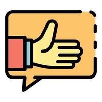 Thumb up chat bubble product review icon color outline vector