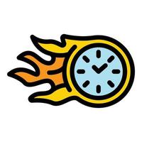 Fire stopwatch icon color outline vector