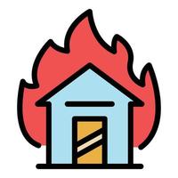 House in fire icon color outline vector