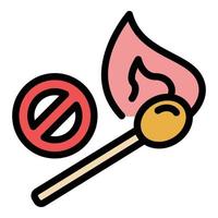 Flame wood matches icon color outline vector