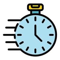 Fast delivery stopwatch icon color outline vector