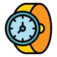 vector de contorno de color de icono de reloj de mano