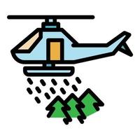 rescate bosque helicóptero icono color contorno vector