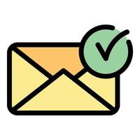 Approved envelope icon color outline vector