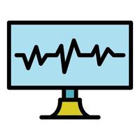 Life line monitor icon color outline vector