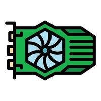 Digital gpu card icon color outline vector