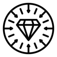 Diamond coin icon, outline style vector