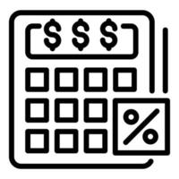 Percent calculator icon, outline style vector