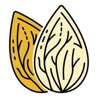 Fresh almond nut icon color outline vector