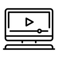 reproductor de video en el icono de la computadora, estilo de esquema vector