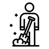 Agronomist with shovel icon, outline style vector