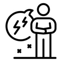 Chat bubble lightning icon, outline style vector