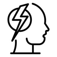 Lightning in the head icon, outline style vector