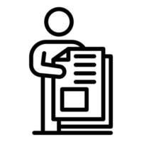 Manager takes papers icon, outline style vector