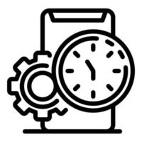 Smartphone gear time icon, outline style vector