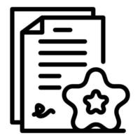 Star signing contract icon, outline style vector