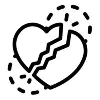 Broken heart icon, outline style vector