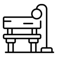 vector de contorno de icono de asiento de parque. banco de madera