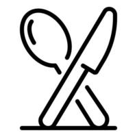 Spoon and knife cross icon, outline style vector