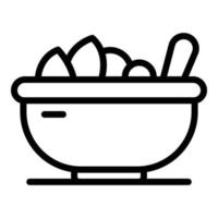 Bowl with food icon, outline style vector