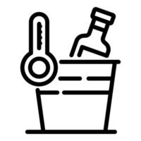 Cooling a bottle of wine icon, outline style vector