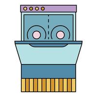 Dishwasher machine icon color outline vector