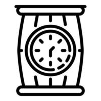 icono de barril y reloj, estilo de esquema vector