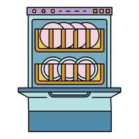 Full dishwasher icon color outline vector