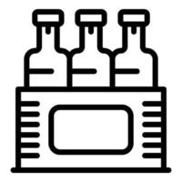 Three bottles in box icon, outline style vector