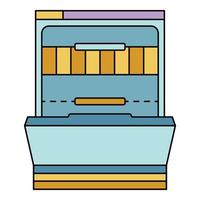 Empty dishwasher icon color outline vector