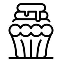 Sliced cupcake icon, outline style vector