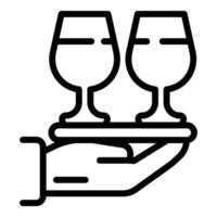 Two glasses on a tray icon, outline style vector