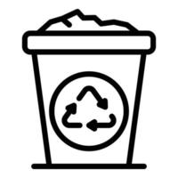 Trash container icon, outline style vector