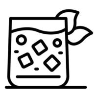 vaso con un icono de cóctel, estilo de esquema vector