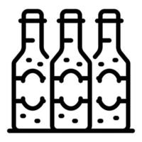 Three beer bottles icon, outline style vector